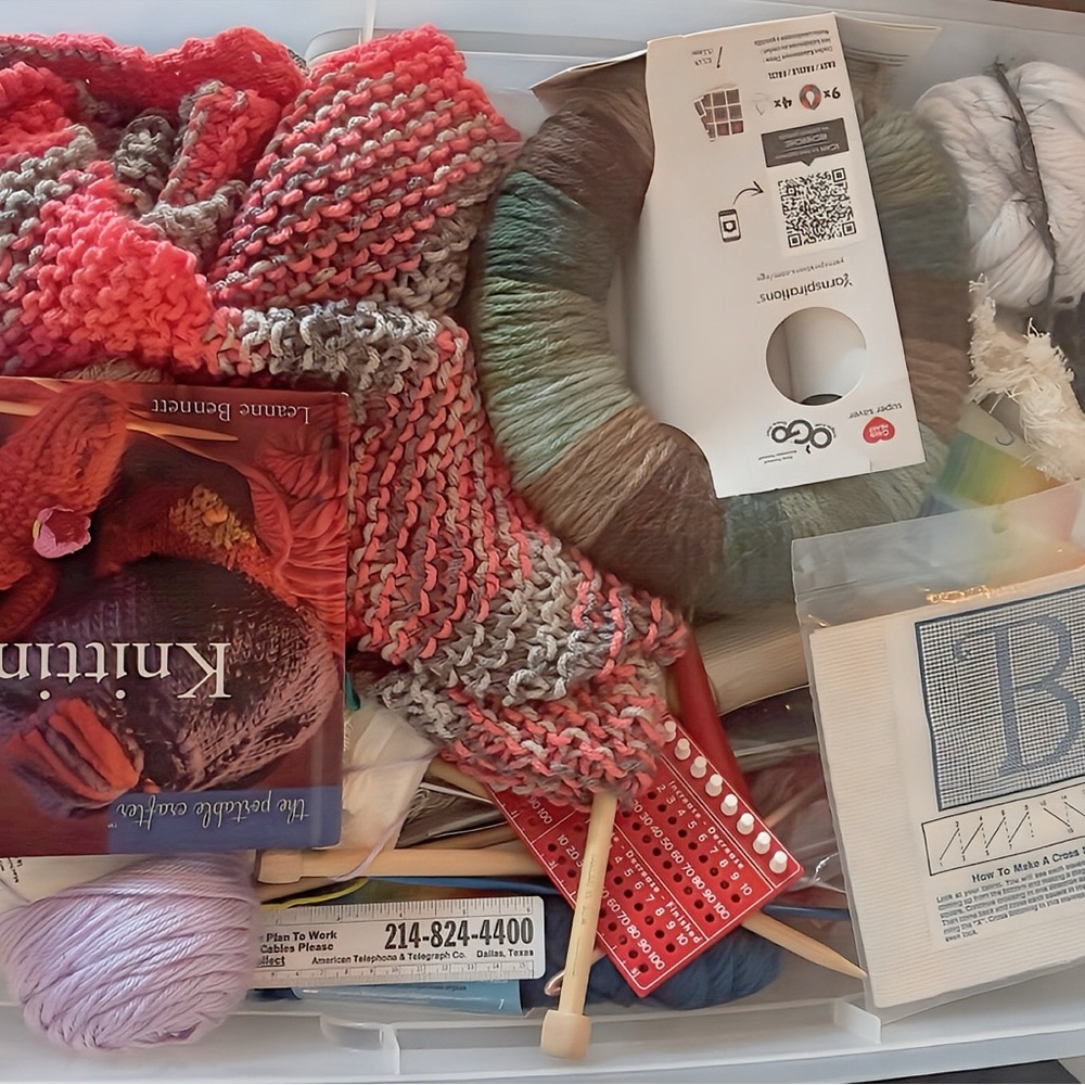 Colorful Knitting Yarn and Tools Set